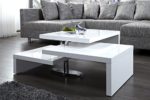 DuNord Design Couchtisch Sofatisch HIGHLEVEL weiss Hochglanz Design Lounge Ebenen Tisch