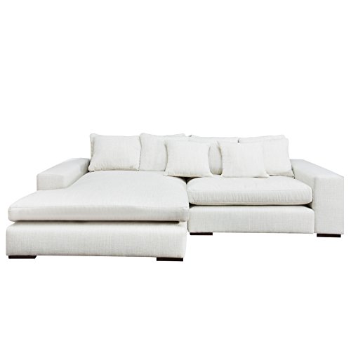 Komfortables Ecksofa MINO im modernen Landhausstil Leinen beige Sofa Couch 275x175 cm inkl. Kissen