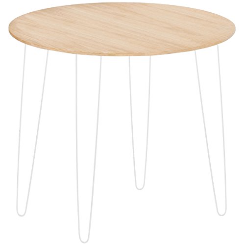 Promobo Couchtisch, Nachttisch Beistelltisch Design Scandi Tablett Holz Füße Metall weiß
