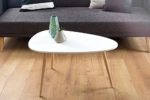Retro Couchtisch STOCKHOLM 75cm weiß Pinie Beistelltisch nierenförmig Holztisch skandinavisch