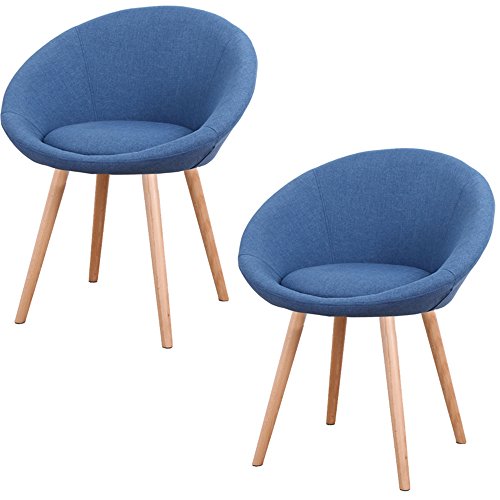 SAILUN® 2 x Esszimmerstuhl Wohnzimmerstuhl Bürostuhl Küchenstuhl, Gepolstert mit Massivholz Eiche Bein (C Type, Blau)