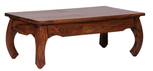 WOHNLING, Couchtisch, Massiv-Holz Sheesham 110 cm breit Wohnzimmer-Tisch Design dunkel-braun