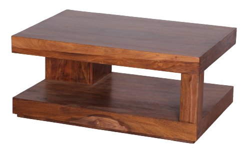 WOHNLING, Couchtisch, WL1.219, Massiv-Holz Sheesham 90 cm breit Wohnzimmer-Tisch Design dunkel-braun