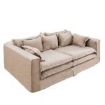 XXXL Sofa CLOUD sand Leinen Stoff Hussen 230cm Couch Big Sofa Leinenstoff Textilsofa Hussensofa Hussenstoff