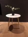 osoltus Beistelltisch Design Holz Couchtisch Sofatisch Tisch Dreibein weiss 48 x 48 cm