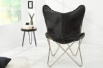 DuNord Design Butterfly Sessel Stuhl TEXAS Echtleder schwarz Eisen Loungesessel Designchair