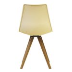 Scandi Retro Stil Designer Kunststoff Stuhl mit Beine aus Holz, vanille, H: 82cm W: 47.5cm D: 44cm. SEAT HEIGHT 48CM