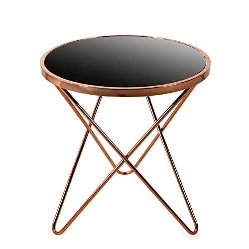 Stylischer Design Beistelltisch ORBIT 55cm kupfer schwarz Tisch Wohnzimmertisch Glastisch