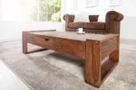Massiver Couchtisch MARKANT 100 cm Sheesham mit Schublade Holztisch Tisch