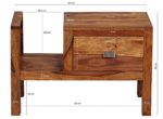 Nachttisch Massiv-Holz Sheesham Nacht-Kommode 40 cm hoch Schublade mit Zeitungsablage Nachtschrank Echt-Holz
