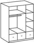 Wimex 318273 Kleiderschrank B/H/T: 135/197/58 cm 3-türig mit drei Schubkästen, Front und Korpus Alpinweiß, Landhausoptik Griffe Messing