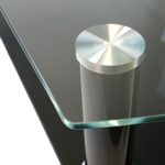 Design Couchtisch, 2 Ebenen, schwarze Glasplatte undurchsichtig, 100x60x42cm - Glastisch Kaffeetisch Wohnzimmertisch
