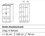 Rauch Kleiderschrank 2-türig Weiß mit Schubladen, BxHxT 91x199x56 cm