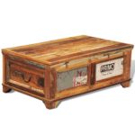 vidaXL Antik Teak Massivholz Aufbewahrung Box Couchtisch Truhe Shabby Vintage Retro