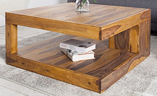 DuNord Design Couchtisch GOA Palisander Massivholz Tisch massiv natur Honey 80cm x 80cm