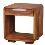 Nachttisch Massiv-Holz Sheesham Design Nachtkommode 55 cm hoch mit Schublade Nachtschrank für Boxspringbett