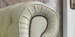 Chesterfield Sessel Echtleder Sofa creme Knopfheftung 1-Sitzer Vollleder