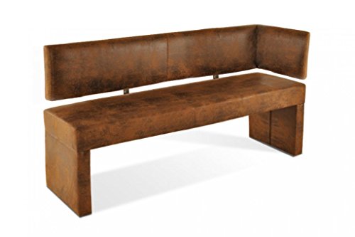 SAM Esszimmer Ottomane Lascarlett, 130 cm, braune Wildlederoptik, Sitzbank mit Rückenlehne aus Samolux®-Bezug, frei im Raum aufstellbare Bank