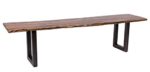 Wolf Möbel® Stilvolle Sitzbank Live edge aus Akazien-Holz, naturbelassene Optik mit einer Baumkanten-Oberfläche, Bank mit Metallbeinen aus Roheisen, nussbaum-farben, 160 x 38 cm