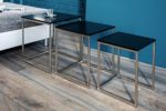 DuNord Design Beistelltisch Couchtisch 3er Set STAGE schwarz Edelstahl Design Tisch Set