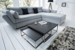 Design Couchtisch 2er Set BIG FUSION matt schwarz chrom gebürstet Satztische Wohnzimmertisch Tischset