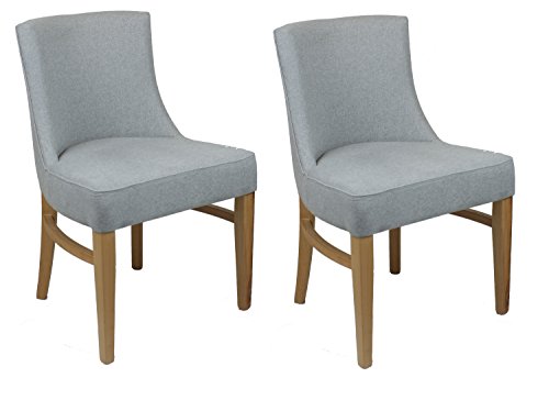 2 Stück Stühle aus Stoff – Struktur-Holz Buche und trendiges Design – Sitzfläche angenehm Ultra – Sherlock hellgrau