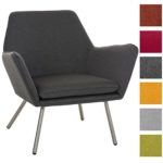 CLP Design Edelstahl Lounge-Sessel CARACAS, Stoffbezug, Polsterstärke 6 cm, Sitzhöhe 40 cm Dunkelgrau