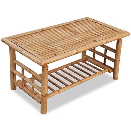 vidaXL Couchtisch Beistelltisch Kaffeetisch Wohnzimmer Garten Bambus 90x50x45 cm