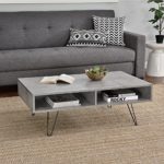 [en.casa]® Couch-Tisch Design MDF - Beton-Optik - 100x60x35cm - Beistelltisch Wohnzimmer mit Hairpinleg - 2 Ablageflächen