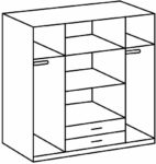 Wimex 167453 Kleiderschrank, 4-türig mit zwei Schubkästen und zwei Spiegeltüren, Korpus Montana Eiche Nachbildung, 180 x 198 x 58 cm, lavafarbig