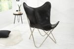 DuNord Design Butterfly Sessel Stuhl TEXAS Echtleder schwarz Eisen Loungesessel Designchair