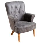 Design Sessel CONTESSA im Chesterfield Design grau Polstersessel Armlehnensessel Wohnzimmersessel
