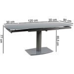FineBuy Esszimmertisch NOAH 120 - 180 cm ausziehbar dunkelgrau Metall / Glas | Tisch für Esszimmer rechteckig abgerundet | Küchentisch 4 - 8 Personen | Design Esstisch