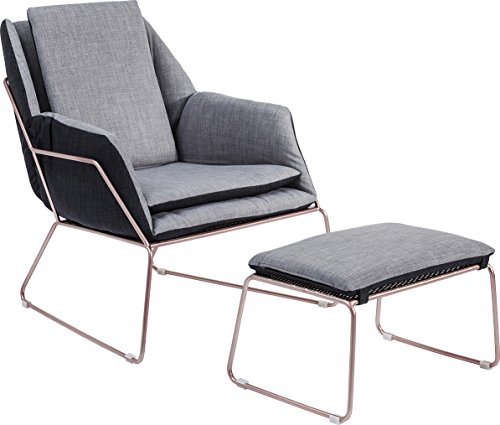 Kare Sessel mit Hocker Space, Andere, Grau, 77 x 76 x 70 cm