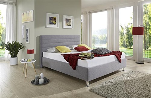 Breckle Polsterbett, Bett 160 x 200 cm Melbourne Comfort 38 cm Höhe Stärke 3 cm Bündig Textil grün
