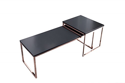 DuNord Design Couchtisch Beistelltisch STAGE LONG 2er Set schwarz Kupfer Design Tisch Set