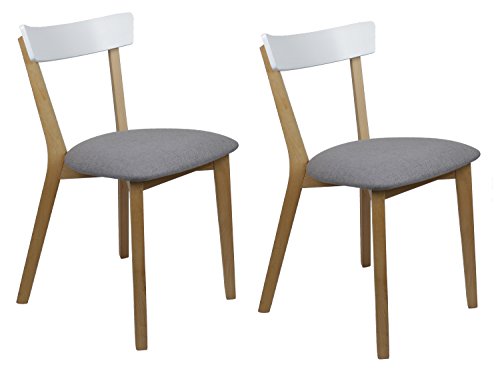 2 Stück Stühle skandinavischer Stil – Sitzfläche Komfort aus Stoff – Struktur aus Buchenholz – Mouna