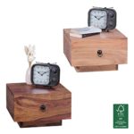 FineBuy Design Nachttisch Massiv-Holz Sheesham 40x40x25 cm | Moderne Nacht-Kommode mit Schublade | Nachtschrank Natur-Holz Nachtkonsole