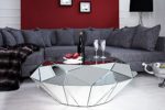 Design Couchtisch DIAMOND Spiegelglas Facetten Design Diamant Glastisch Tisch