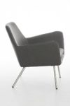 CLP Design Edelstahl Lounge-Sessel CARACAS, Stoffbezug, Polsterstärke 6 cm, Sitzhöhe 40 cm Dunkelgrau