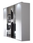 Wimex 734568 Kleiderschrank 180 x 210 x 58 cm mit 2 Spiegeltüren, Front und Korpus alpinweiß / Aufleistungen chrom glänzend