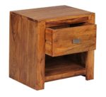 FineBuy Nachttisch aus Sheesham Massiv-Holz 40 x 40 x 30 cm | Nacht-Kommode braun mit 1 Schublade und 1 Ablagefach | Nachtschrank Landhaus-Stil Echt-Holz
