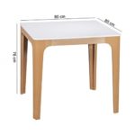 FineBuy Esszimmertisch 80 x 76 x 80 cm aus MDF Holz | Esstisch mit Tischplatte in weiß | Robuster Küchen-Tisch im Retro Stil | Holz-Tisch in skandinavischem Design | Untergestell in Eschefurnier