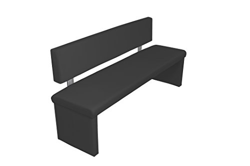 Cavadore Sitzbank "Charisse" India Schwarz / Moderne, gepolsterte Bank mit Lehne / Kunstleder-Bank schwarz / Maße inkl. Lehne: 160 x 54 x 83 cm (B x T x H)