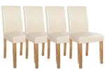 DuNord Design Esszimmerstuhl 4er Set LEVANTE beige Kunstleder Palisander Massiv Kolonial Polsterstuhl