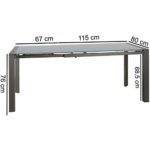 FineBuy Esszimmertisch NOAH 122 - 182 cm ausziehbar dunkelgrau Metall / Glas | Tisch für Esszimmer rechteckig | Küchentisch 4 - 8 Personen | Design Esstisch