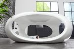 DuNord Design Couchtisch Sofatisch TORSION weiss hochglanz Glasfaser Retro Design Lounge