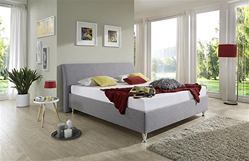 Breckle Polsterbett, Bett 160 x 200 cm Tyree Comfort 28 cm Höhe Stärke 3 cm Bündig Textil grau