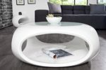 DuNord Design Couchtisch Sofatisch TORSION weiss hochglanz Glasfaser Retro Design Lounge