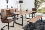 Massive Baumstamm Bank GENESIS 160cm Akazie Massivholz Baumkante Sitzbank mit Kufengestell Industrial Finish